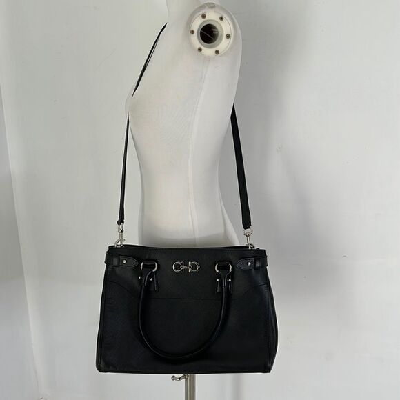 Salvatore Ferragamo Black Leather 2 Way Handbag - Picture 1 of 6